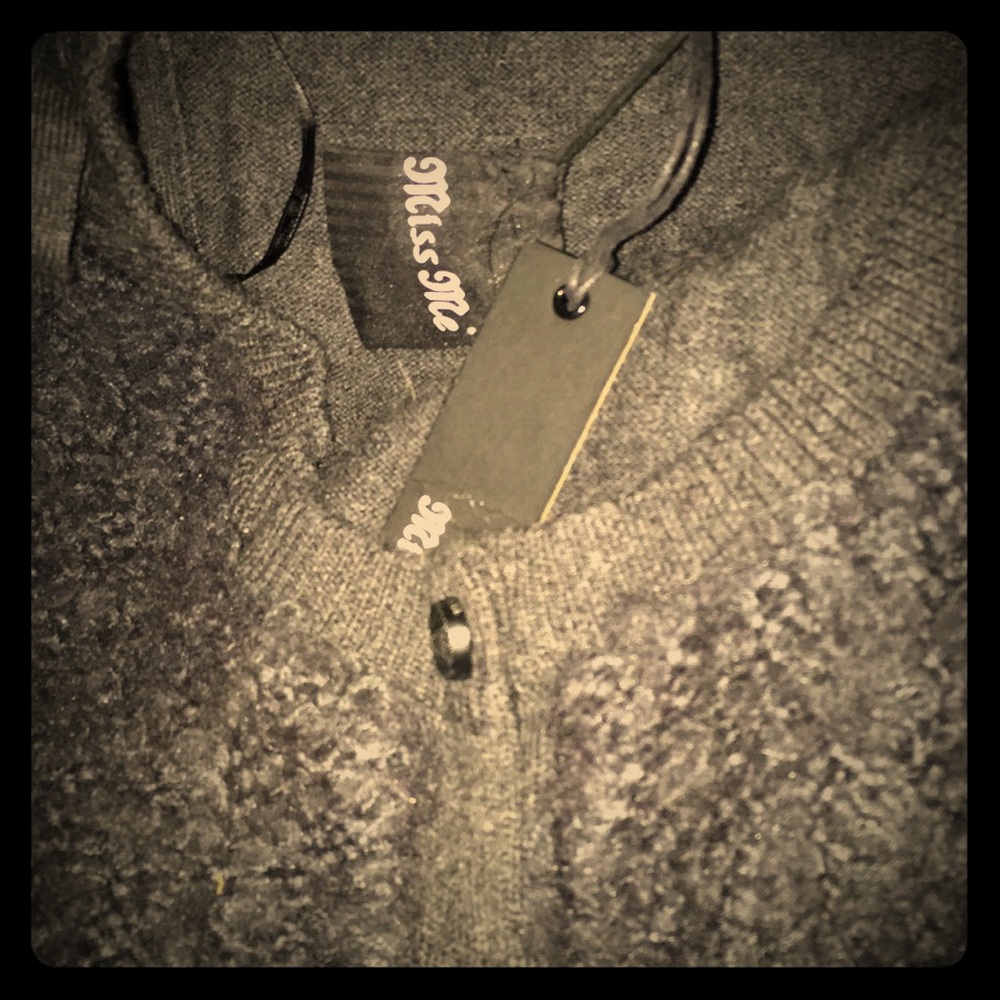 Miss me Pringle charcoal sweater button down top